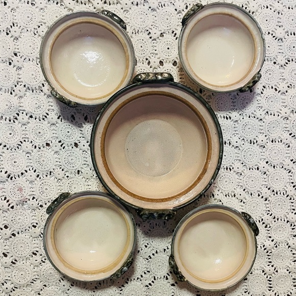 Vintage Donabe Japanese Rice Cooker Flower Motif Stoneware Earthenware Set Rare - Picture 11 of 14